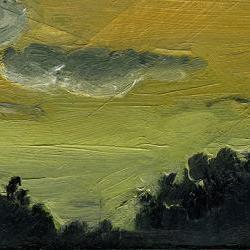 Yellow Sunset Clouds Mini Oil Painting Art Print - Summer Sunset Series 6 of 10